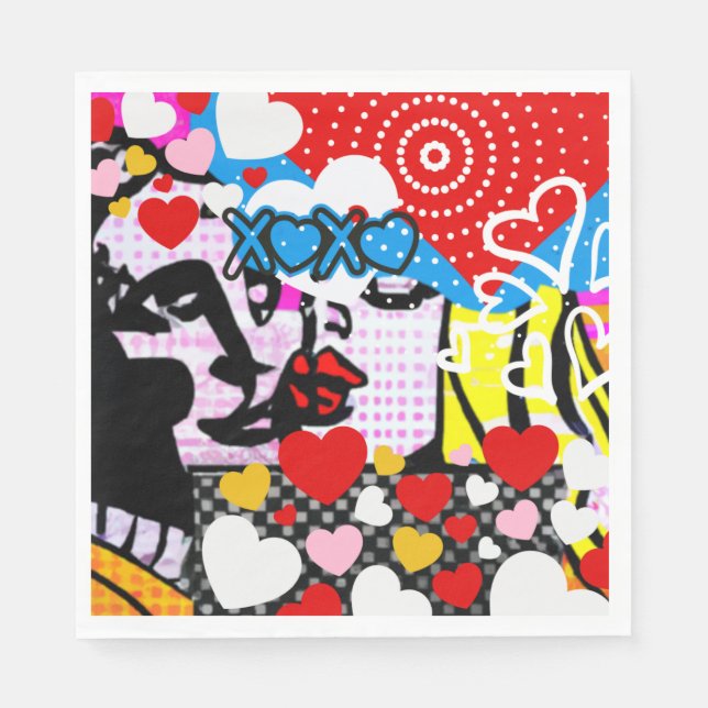 Pop Art Valentine Serviette (Vorderseite)