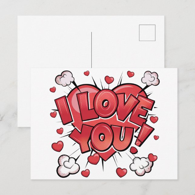 Pop Art Valentinstag Postkarte (Vorne/Hinten)