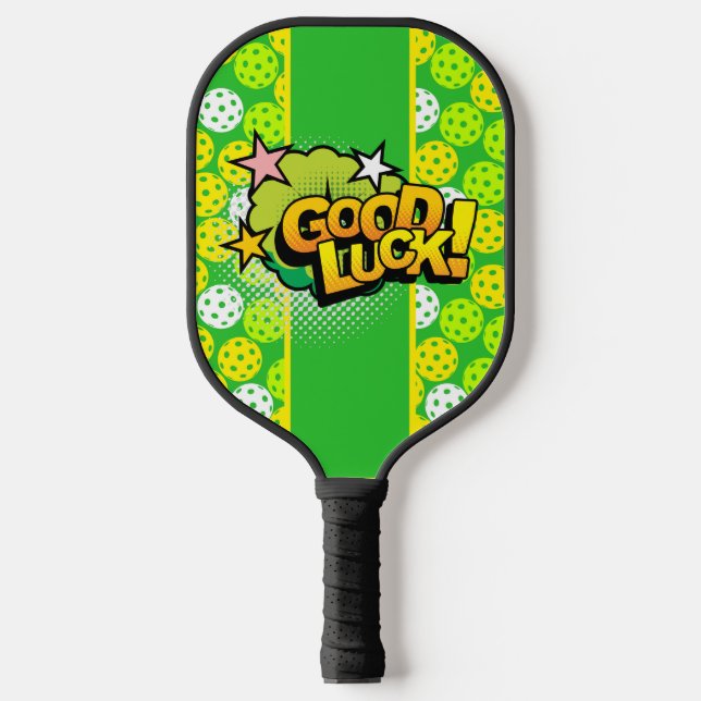 Pop Art Viel Glück Pickleball Schläger (Vorderseite)