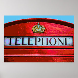 Pop Art Vintag London City Rote Telefonkabine Poster