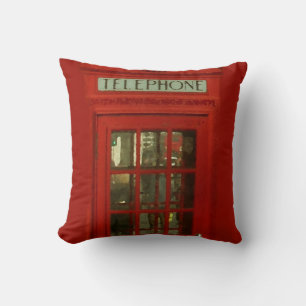 Pop-Art Vintage London City Rote Telefonzelle Kissen