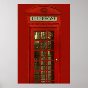 Pop Art Vintage London City Rotes Telefonhäuschen Poster