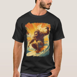 Pop Art Vintage-Tier Zoo Affe Surft Paddel B T-Shirt