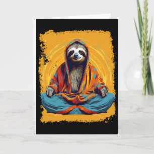 Pop Art Vintage Zoo Tier Faultier Yoga Karte