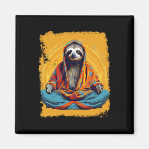 Pop Art Vintage-Zoo-Tier Faultier Yoga  Magnet