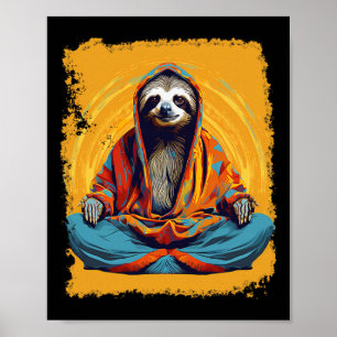 Pop Art Vintage-Zoo-Tier Faultier Yoga  Poster