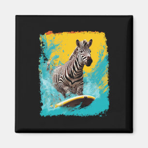Pop Art Vintage-Zoo-Tier Zebra Surft Magnet