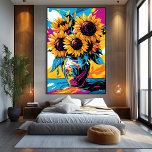 Pop Art Vision von Sonnenblumen Leinwanddruck<br><div class="desc">Diese Pop-Kunstverwandlung von "Sunflowers" bringt eine frische und lebendige Energie in das ikonische Blumenwerk. Die kühnen Farben, die dynamischen Pinselstriche und die ausdrucksstarken Motive unterstreichen die Schönheit und Vitalität der Sonnenblumen, die klassischen Charme mit zeitgenössischem Pop Art Flair verbinden. Ideal für Fans farbenfroher und ausdrucksstarker Blumenkunst, verleiht dieses Stück jedem...</div>