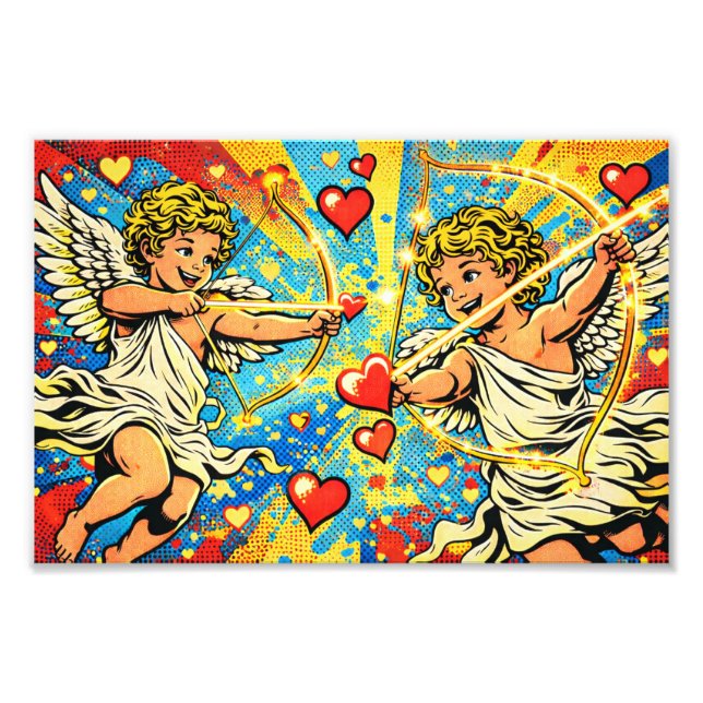 POP ART von zwei spielerischen Cupids Fotodruck (Vorne)