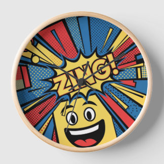 Pop Art Wall Clock - Fett Rot, Gelb und Blau Desig Uhr