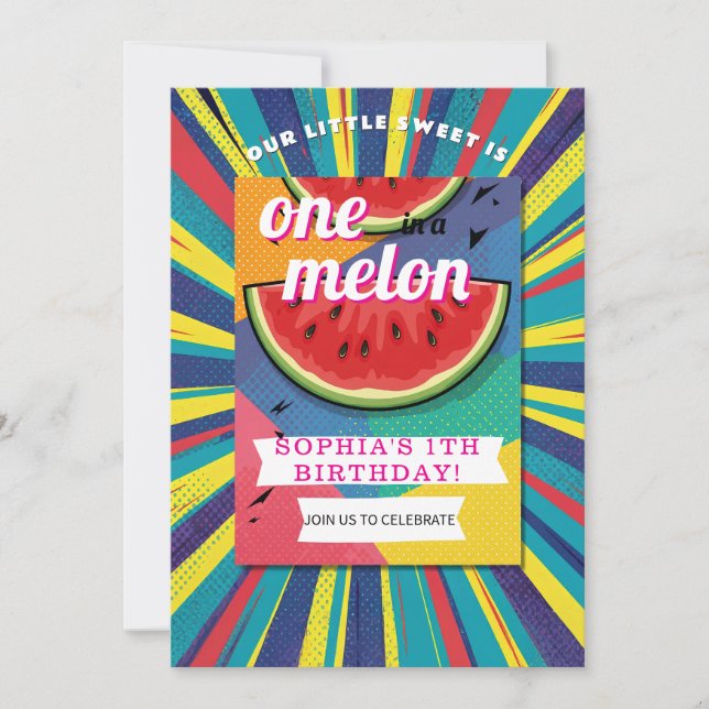 Pop-Art-Wassermelonen-Party Einladung (Vorderseite)