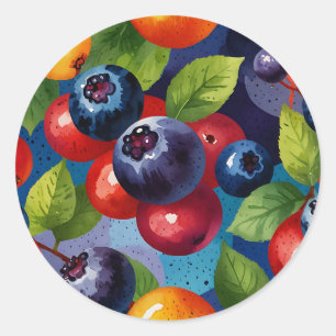Pop Art Watercolor Blueberries Muster Runder Aufkleber