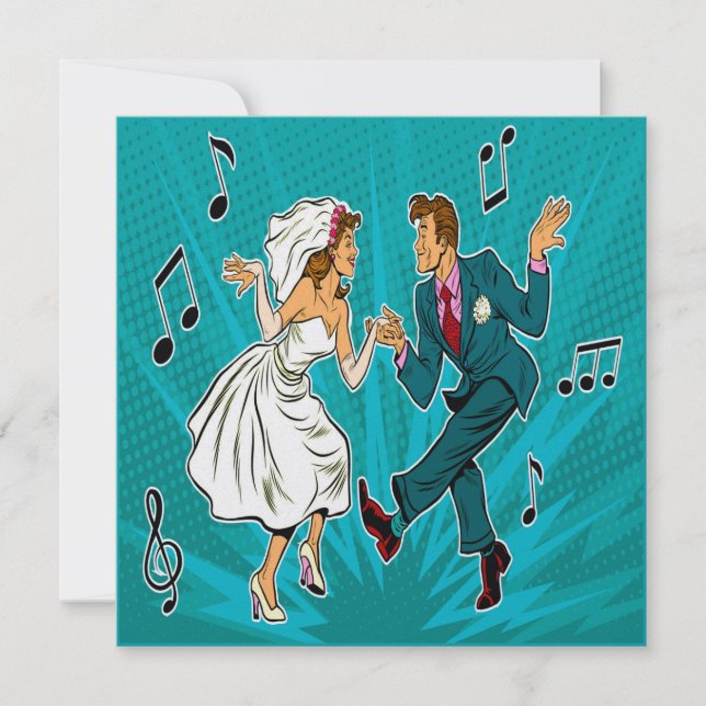 Pop Art Wedding Jitterbug Einladung (Vorderseite)