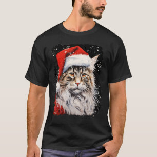 Pop-Art-Weihnachten Maine Coon Katze T-Shirt