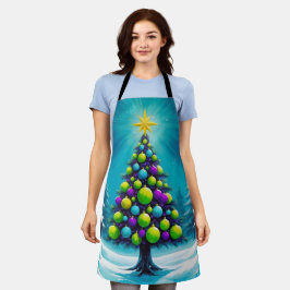 Pop-Art-Weihnachten mit Neon-Grün Blau Lila Schürze