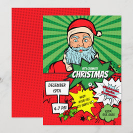 Pop Art Weihnachten Weihnachten Party Comic Einlad Einladung