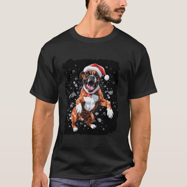 Pop-Art-Weihnachts-Boxerhund  T-Shirt (Vorderseite)