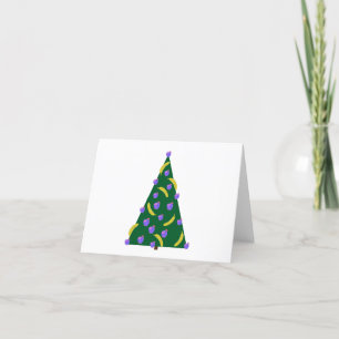 Pop Art Weihnachtsbaum mit Äpfeln und Bananen Feiertagskarte