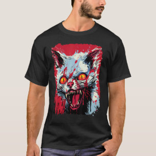 Pop Art Weiße Katze Zombie Halloween T-Shirt