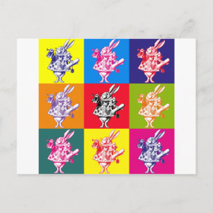 Pop Art Weißes Kaninchen Postkarte