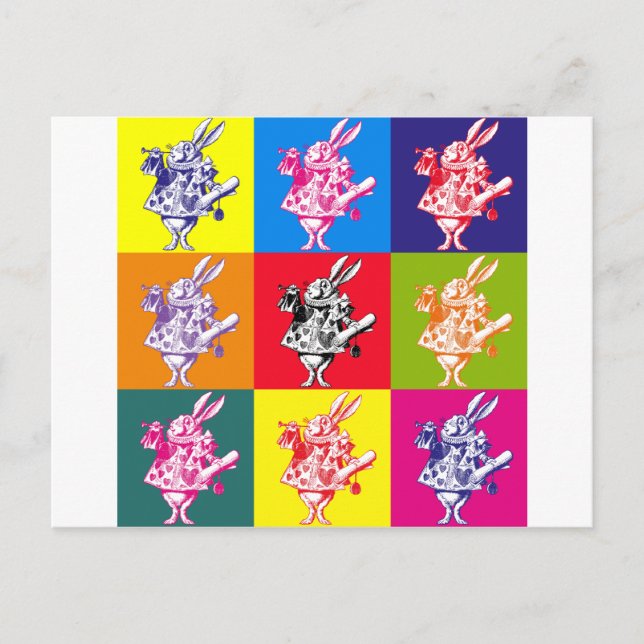 Pop Art White Rabbit Postkarte (Vorderseite)