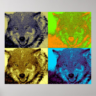 Pop Art Wild Wolf im Schnee Kunstwerk Poster druck