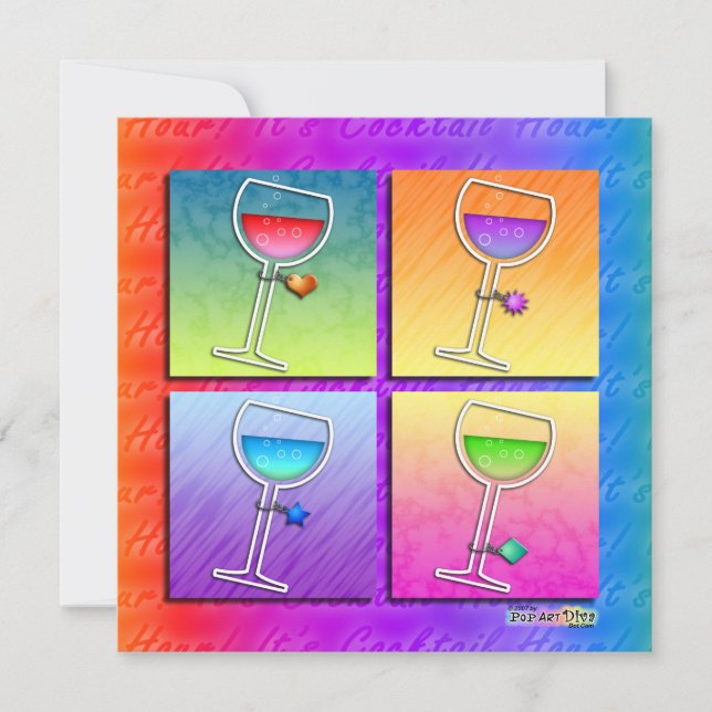 Pop Art Wine Einladung (Vorderseite)