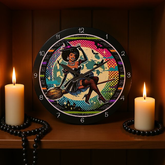 Pop Art Witween Halloween Große Wanduhr (Von Creator hochgeladen)