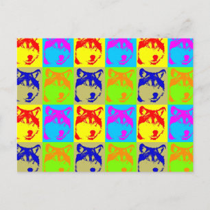 Pop Art Wolf Augen Postkarte