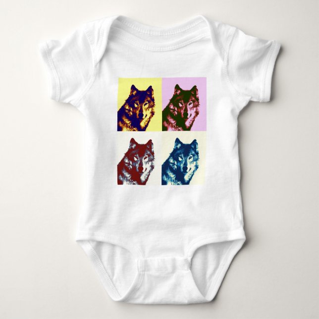 Pop Art Wolf Baby Strampler (Vorderseite)
