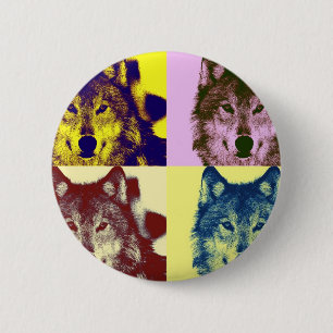 Pop Art Wolf Button