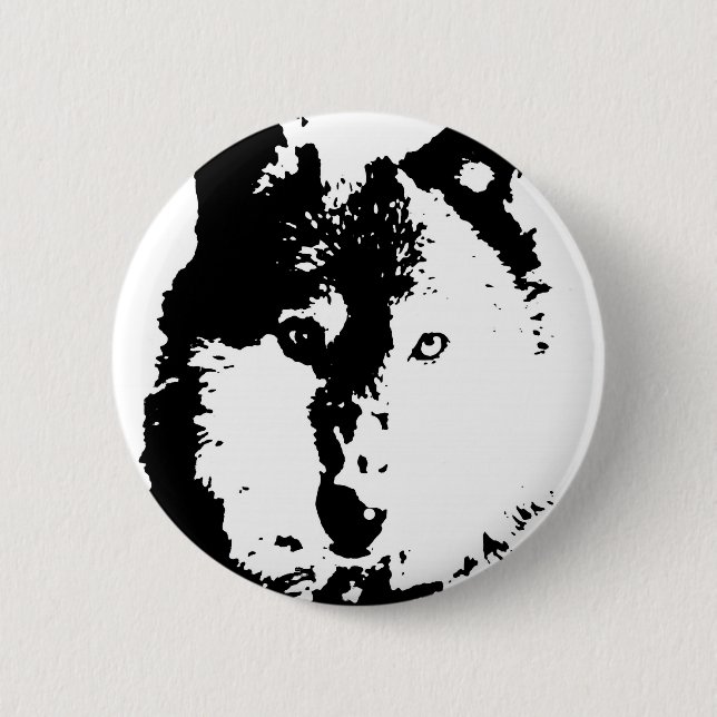 Pop Art Wolf Button (Vorderseite)