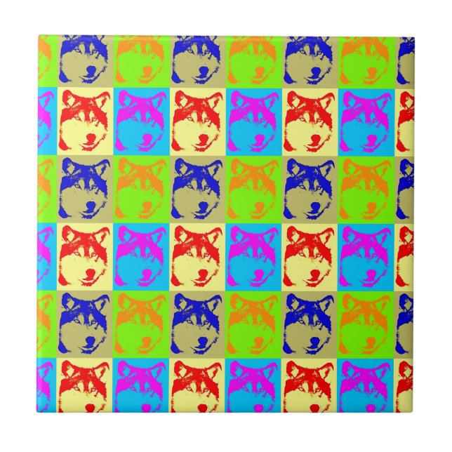 Pop Art Wolf Eyes Fliese (Vorderseite)