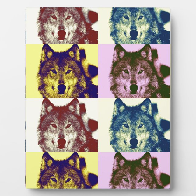 Pop Art Wolf Fotoplatte (Vorderseite)