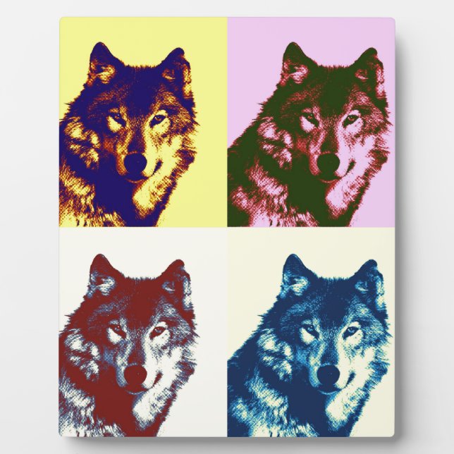 Pop Art Wolf Fotoplatte (Vorderseite)