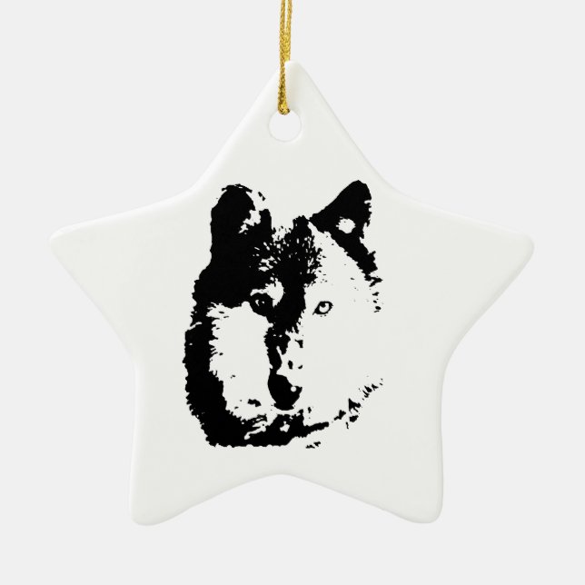 Pop Art Wolf Keramikornament (Vorne)