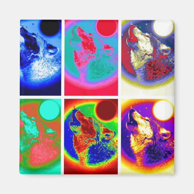 Pop Art Wolf Magnet (Vorne)