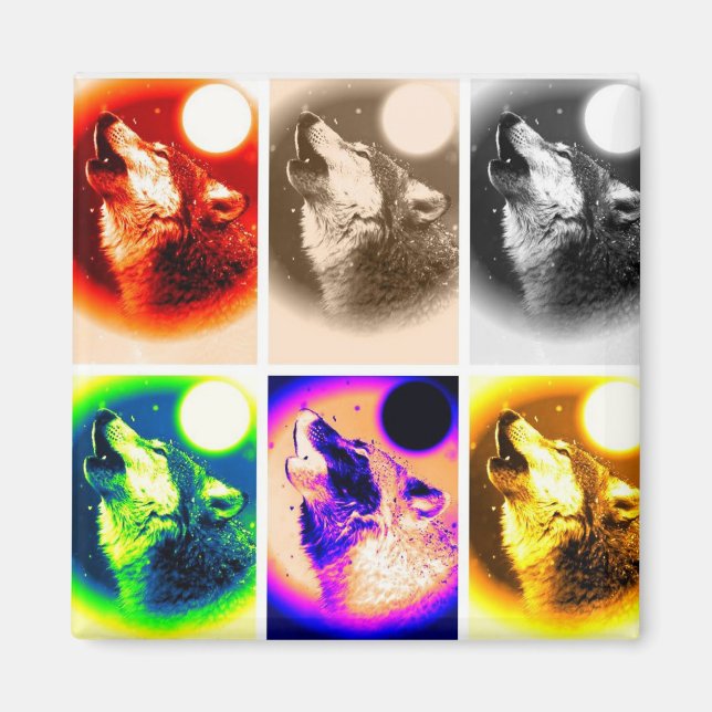 Pop Art Wolf Magnet (Vorne)