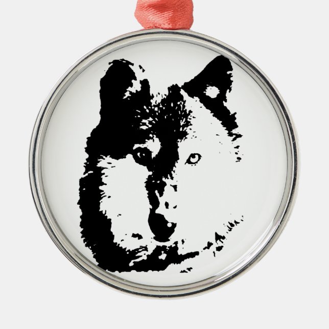 Pop Art Wolf Ornament Aus Metall (Vorne)