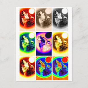Pop Art Wolf Postkarte