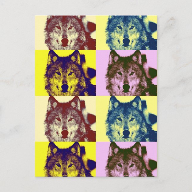 Pop Art Wolf Postkarte (Vorderseite)
