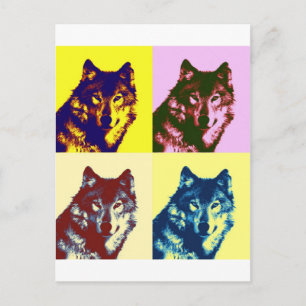 Pop Art Wolf Postkarte