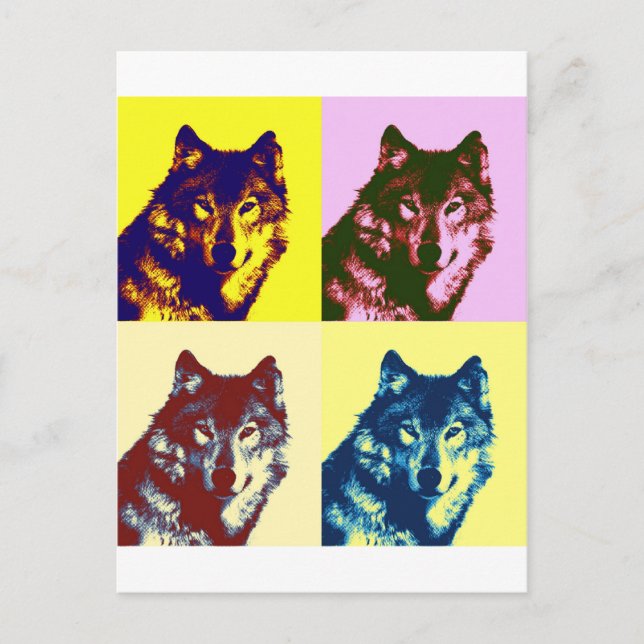 Pop Art Wolf Postkarte (Vorderseite)