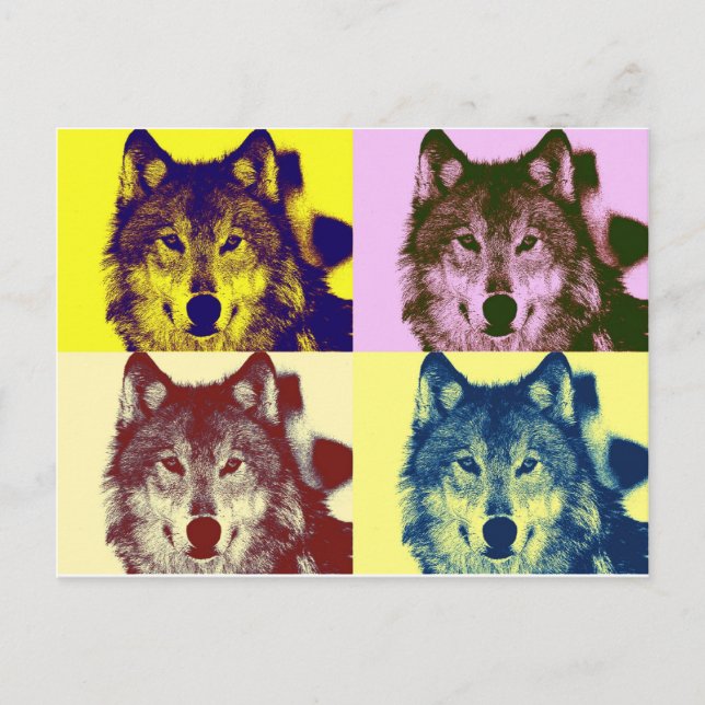 Pop Art Wolf Postkarte (Vorderseite)