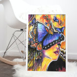 Pop Art Woman Blue Butterfly Portrait Poster<br><div class="desc">Mit diesem surrealen Gemälde mit einem Portrait einer Frau,  umgeben von blauen und orangefarbenen Monarchen-Schmetterlingen,  können Sie Ihren Geist für mehr Möglichkeiten öffnen. Dieses farbenfrohe Pop Kunstdesign wurde ursprünglich mit Acrylfarbe,  Aquarellfarbe,  farbigem Bleistift und Marker auf Aquarellpapier hergestellt.</div>