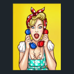Pop Art Woman on Two Phones Poster<br><div class="desc">Original Bild von freepik.com (verwendet mit Lizenz), von mir geändert. Sehen Sie in meinem Shop für weitere Artikel mit diesem Bild.</div>