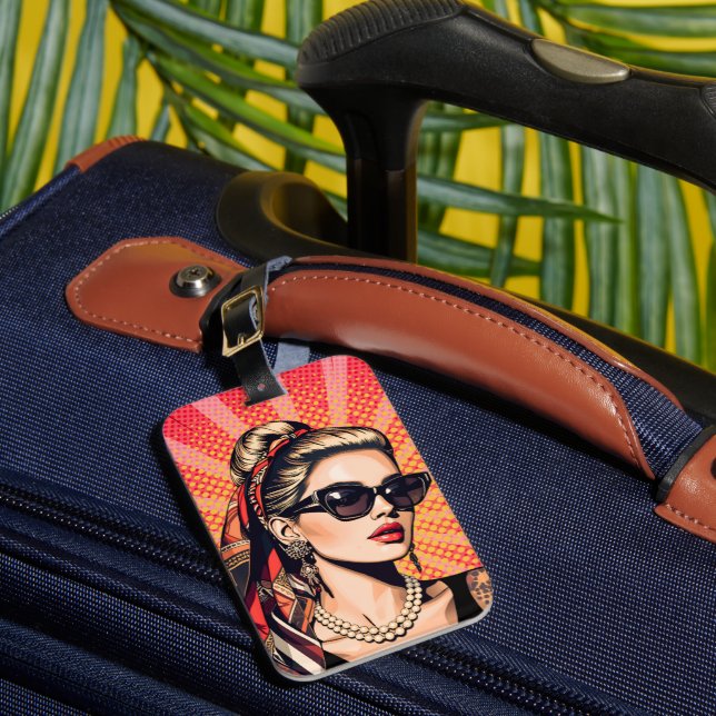 Pop Art Woman – Retro Chic Gepäckanhänger (Vorderseite Insitu 1)
