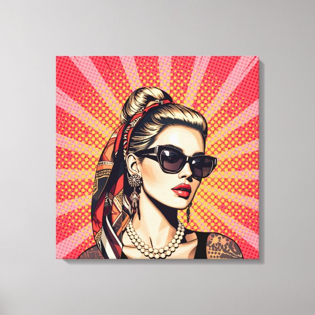 Pop Art Woman – Retro Chic Leinwanddruck (Vorderseite)