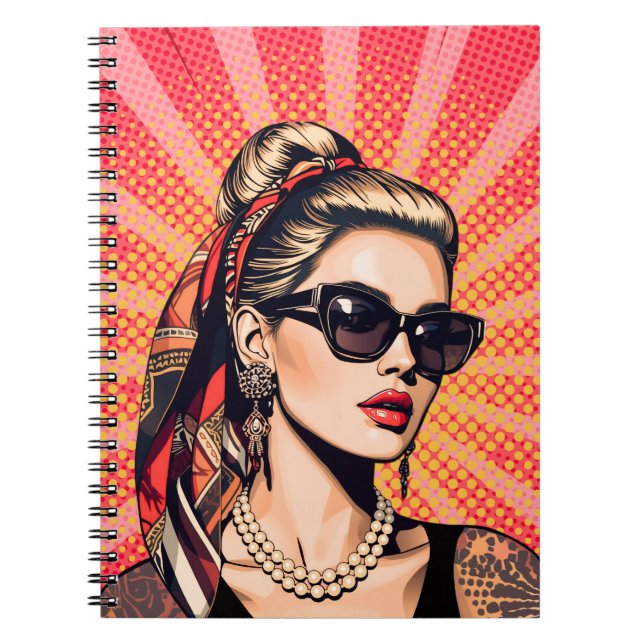 Pop Art Woman – Retro Chic Notizblock (Vorderseite)