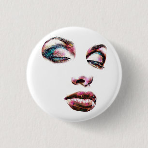 Pop Art Womans konfrontiert Makeup beauty Abstrakt Button